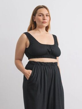 OZMA Sophie Crop Regan Silk Noil Black Size Medium